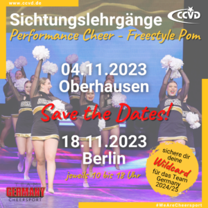Kostenfreie Sichtungslehrgänge für Team Germany Performance Cheer Freestyle Pom 2024/25