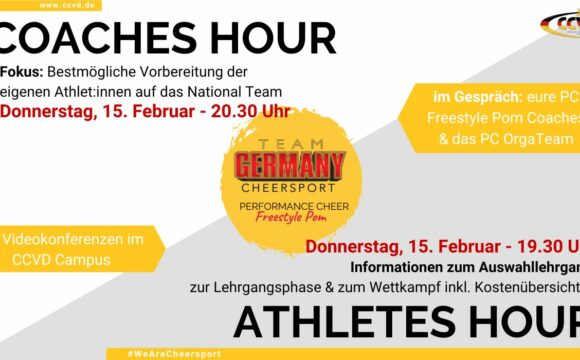 TEAM GERMANY Performance Cheer Freestyle Pom – Einladung zur Athletes & Coaches Hour