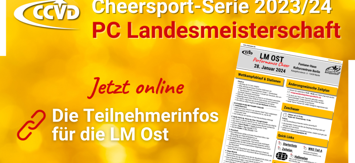 Alle Informationen zur Performance Cheer Landesmeisterschaft Ost am 28.01.2024