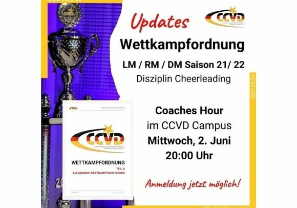 Coaches Hour “Updates Wettkampfordnung LM/RM/DM Saison 2021/22 – Disziplin Cheerleading”