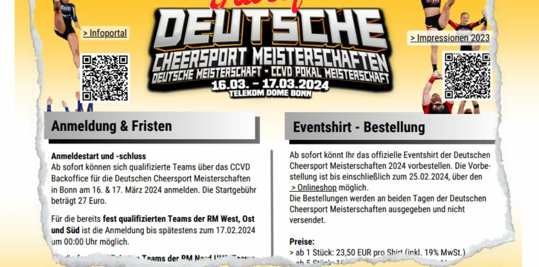 Deutsche Cheersport Meisterschaften 2024 – erste Infos