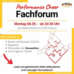 Performance Cheer Fachforum am 8. Mai — Jetzt anmelden und mitwirken!
